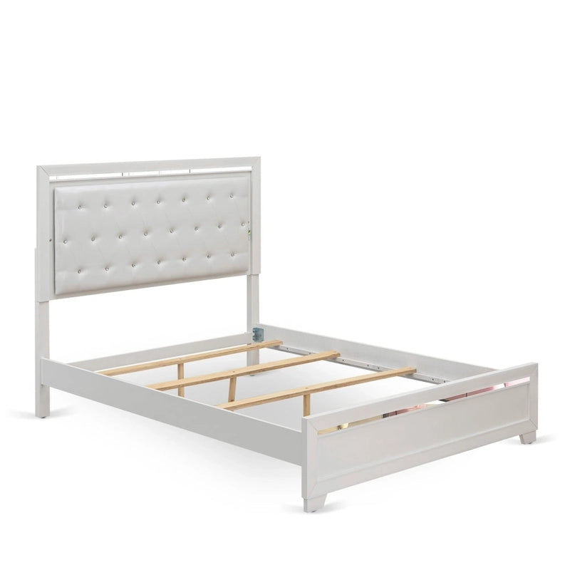 Cadre de lit Queen blanc, bois d'ingénierie, ensemble de chambre à coucher multi-pièces