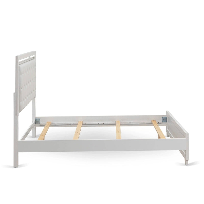 Cadre de lit Queen blanc, bois d'ingénierie, ensemble de chambre à coucher multi-pièces