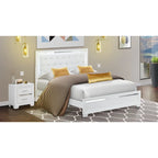 Cadre de lit Queen blanc, bois d'ingénierie, ensemble de chambre à coucher multi-pièces