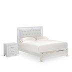 Cadre de lit Queen blanc, bois d'ingénierie, ensemble de chambre à coucher multi-pièces