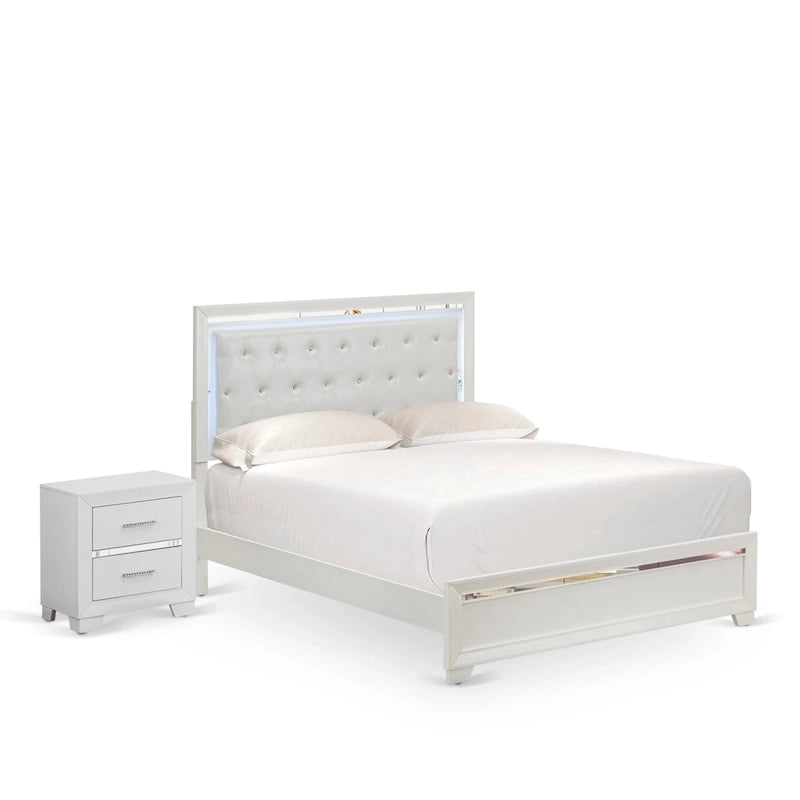 Cadre de lit Queen blanc, bois d'ingénierie, ensemble de chambre à coucher multi-pièces