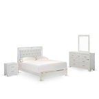 Cadre de lit Queen blanc, bois d'ingénierie, ensemble de chambre à coucher multi-pièces