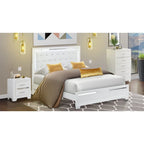 Cadre de lit Queen blanc, bois d'ingénierie, ensemble de chambre à coucher multi-pièces