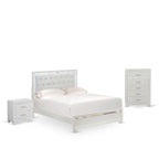 Cadre de lit Queen blanc, bois d'ingénierie, ensemble de chambre à coucher multi-pièces