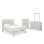Cadre de lit Queen blanc, bois d'ingénierie, ensemble de chambre à coucher multi-pièces