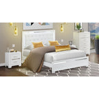 Cadre de lit Queen blanc, bois d'ingénierie, ensemble de chambre à coucher multi-pièces