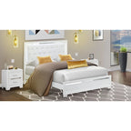 Cadre de lit Queen blanc, bois d'ingénierie, ensemble de chambre à coucher multi-pièces