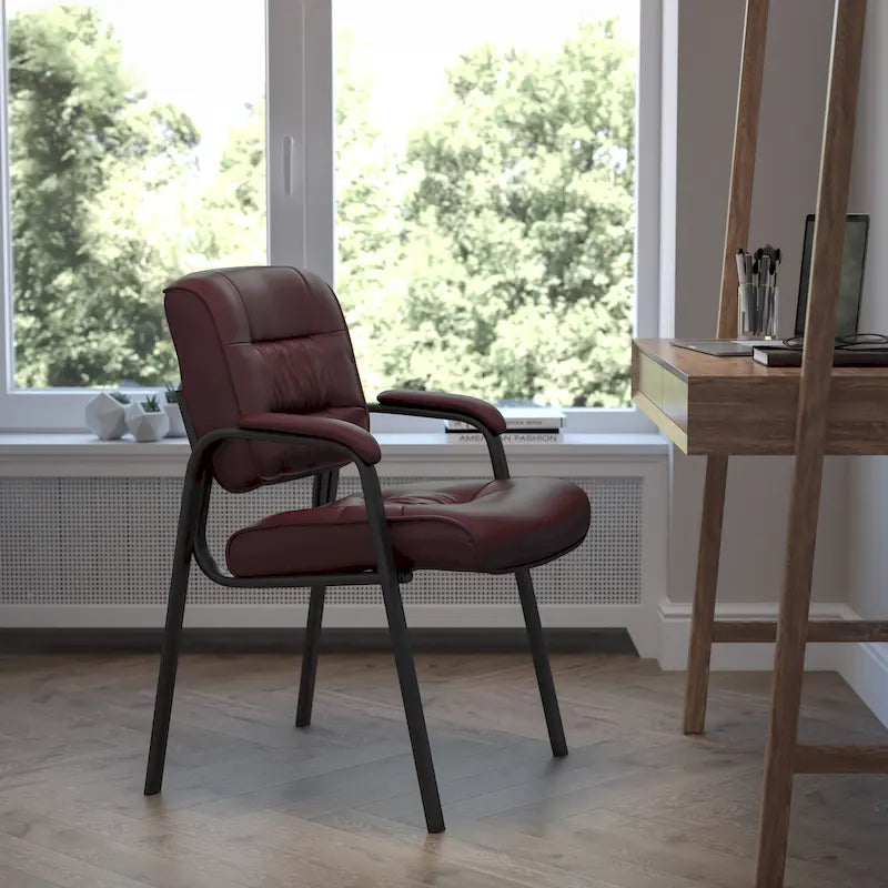 Fauteuil de bureau capitonné en similicuir avec accoudoirs rembourrés – Rouge / Blanc / Marron / Noir, 1 place