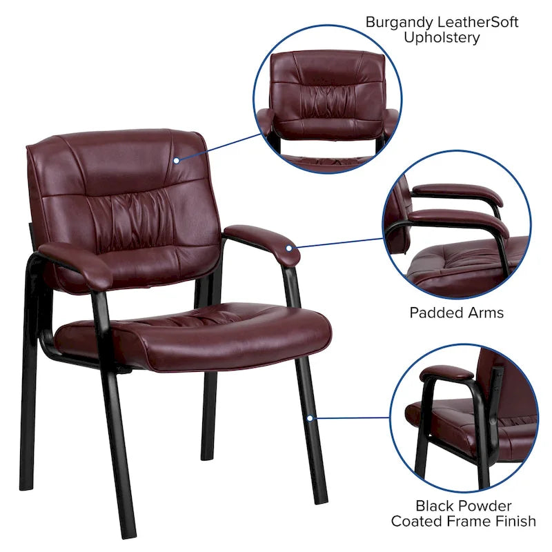 Fauteuil de bureau capitonné en similicuir avec accoudoirs rembourrés – Rouge / Blanc / Marron / Noir, 1 place