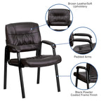 Fauteuil de bureau capitonné en similicuir avec accoudoirs rembourrés – Rouge / Blanc / Marron / Noir, 1 place
