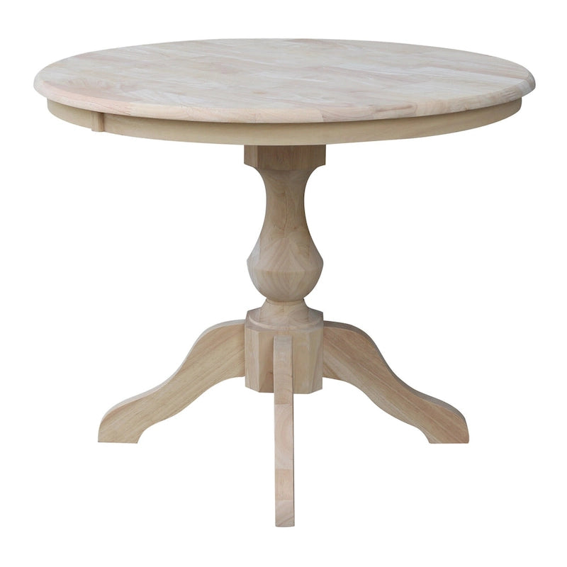 Table de salle à manger à pied central ronde inachevée de 36 po, 4 places