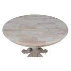 Table de salle à manger à pied central ronde inachevée de 36 po, 4 places