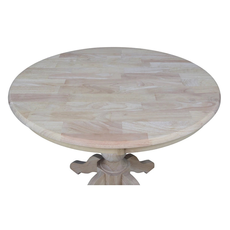 Table de salle à manger à pied central ronde inachevée de 36 po, 4 places