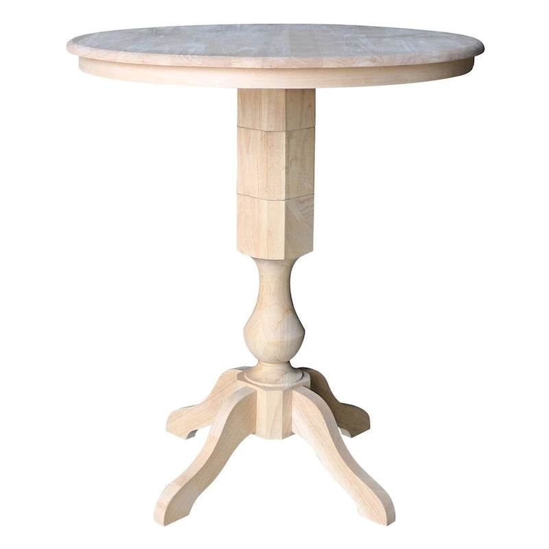 Table de salle à manger à pied central ronde inachevée de 36 po, 4 places