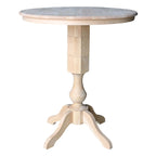 Table de salle à manger à pied central ronde inachevée de 36 po, 4 places
