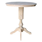 Table de salle à manger à pied central ronde inachevée de 36 po, 4 places