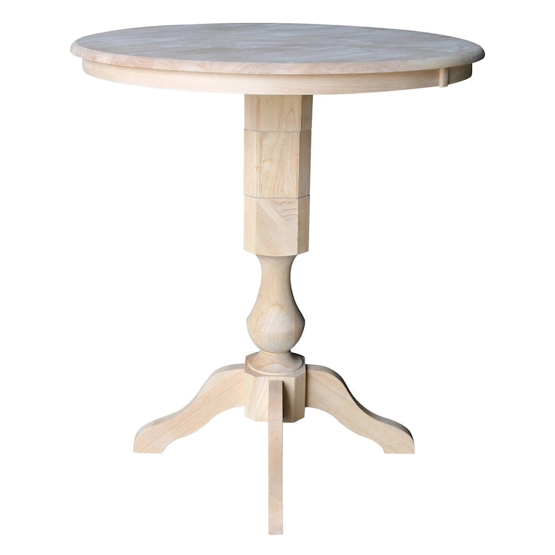 Table de salle à manger à pied central ronde inachevée de 36 po, 4 places