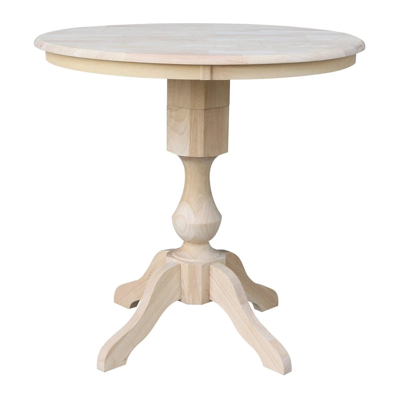 Table de salle à manger à pied central ronde inachevée de 36 po, 4 places
