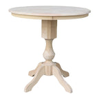 Table de salle à manger à pied central ronde inachevée de 36 po, 4 places