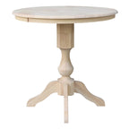 Table de salle à manger à pied central ronde inachevée de 36 po, 4 places