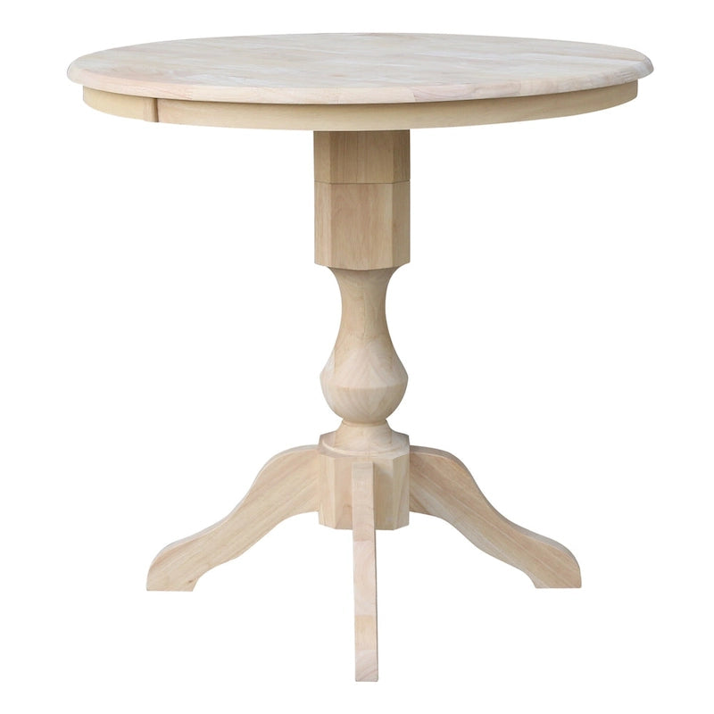 Table de salle à manger à pied central ronde inachevée de 36 po, 4 places