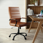Fauteuil de bureau pivotant à dossier haut en similicuir noir/blanc/gris/marron, piétement chromé/doré/or rose/noir, siège simple
