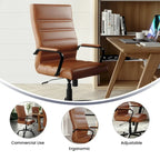 Fauteuil de bureau pivotant à dossier haut en similicuir noir/blanc/gris/marron, piétement chromé/doré/or rose/noir, siège simple