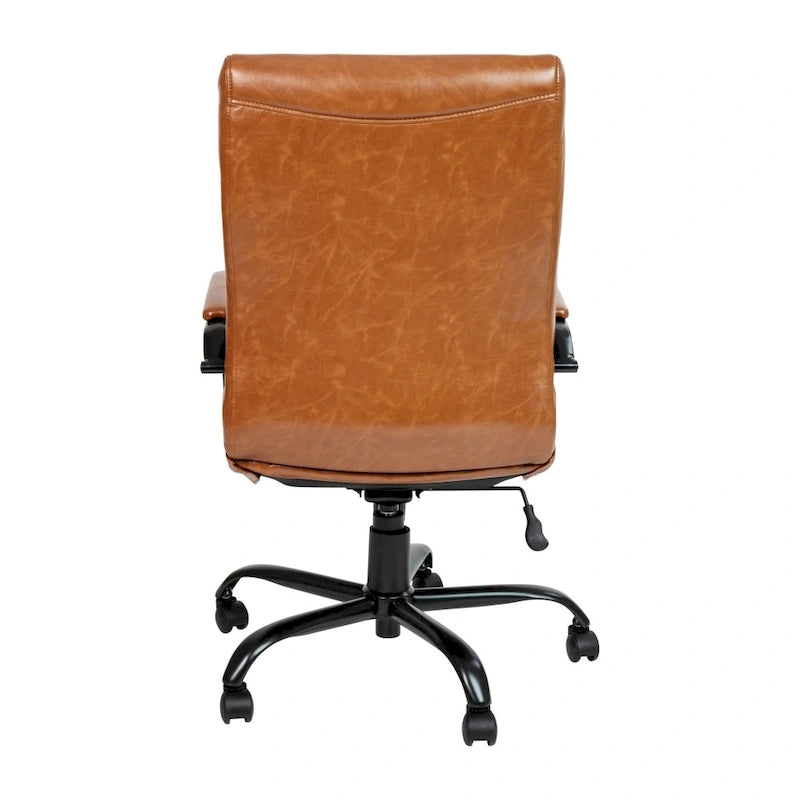 Fauteuil de bureau pivotant à dossier haut en similicuir noir/blanc/gris/marron, piétement chromé/doré/or rose/noir, siège simple