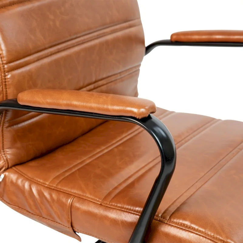 Fauteuil de bureau pivotant à dossier haut en similicuir noir/blanc/gris/marron, piétement chromé/doré/or rose/noir, siège simple