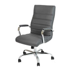 Fauteuil de bureau pivotant à dossier haut en similicuir noir/blanc/gris/marron, piétement chromé/doré/or rose/noir, siège simple