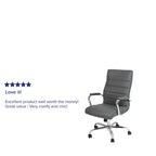 Fauteuil de bureau pivotant à dossier haut en similicuir noir/blanc/gris/marron, piétement chromé/doré/or rose/noir, siège simple