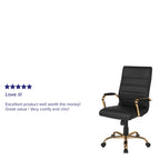 Fauteuil de bureau pivotant à dossier haut en similicuir noir/blanc/gris/marron, piétement chromé/doré/or rose/noir, siège simple