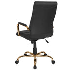 Fauteuil de bureau pivotant à dossier haut en similicuir noir/blanc/gris/marron, piétement chromé/doré/or rose/noir, siège simple