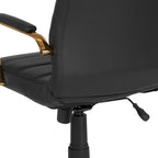 Fauteuil de bureau pivotant à dossier haut en similicuir noir/blanc/gris/marron, piétement chromé/doré/or rose/noir, siège simple