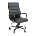 Fauteuil de bureau pivotant à dossier haut en similicuir noir/blanc/gris/marron, piétement chromé/doré/or rose/noir, siège simple