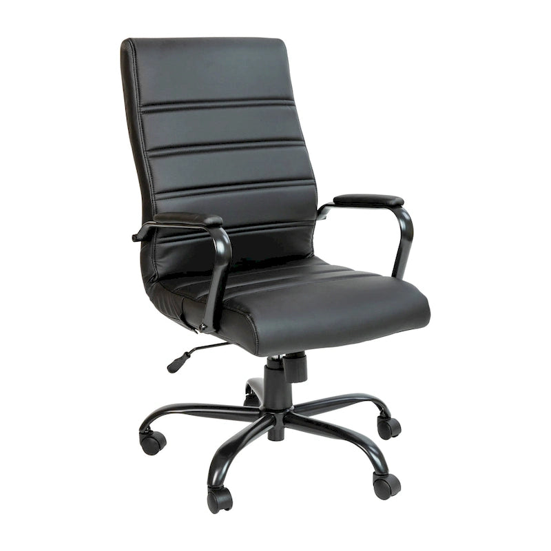 Fauteuil de bureau pivotant à dossier haut en similicuir noir/blanc/gris/marron, piétement chromé/doré/or rose/noir, siège simple