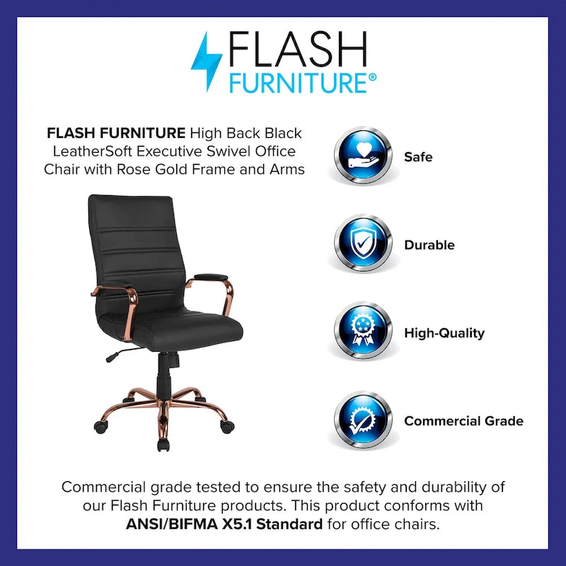 Fauteuil de bureau pivotant à dossier haut en similicuir noir/blanc/gris/marron, piétement chromé/doré/or rose/noir, siège simple
