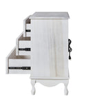 Table de chevet de style campagnard avec 3 tiroirs, finition vieillie, bleu/noyer/blanc, lot de 2