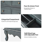 Table de chevet de style campagnard avec 3 tiroirs, finition vieillie, bleu/noyer/blanc, lot de 2