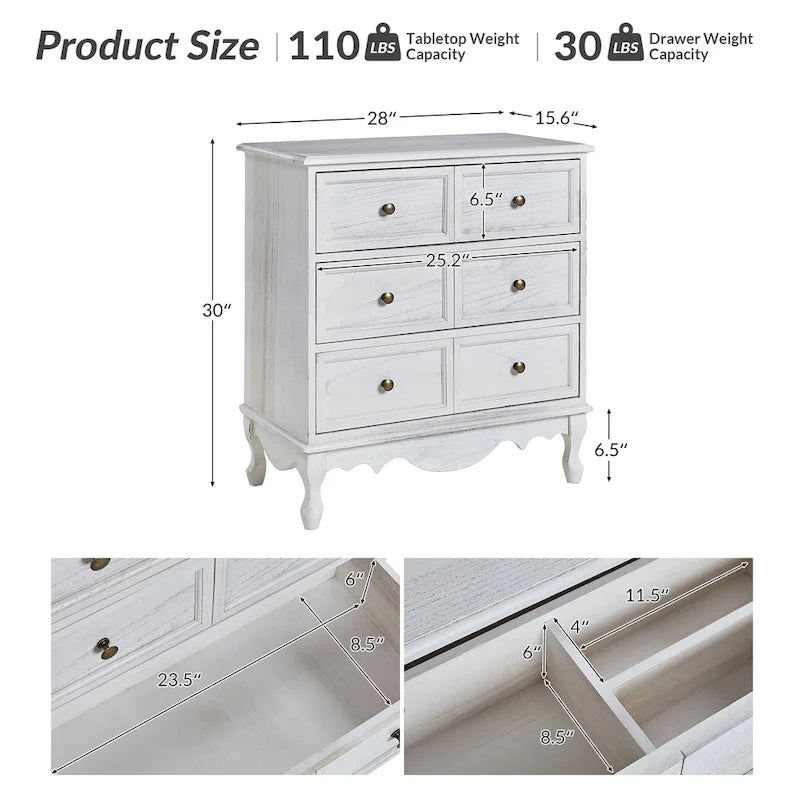Table de chevet de style campagnard avec 3 tiroirs, finition vieillie, bleu/noyer/blanc, lot de 2