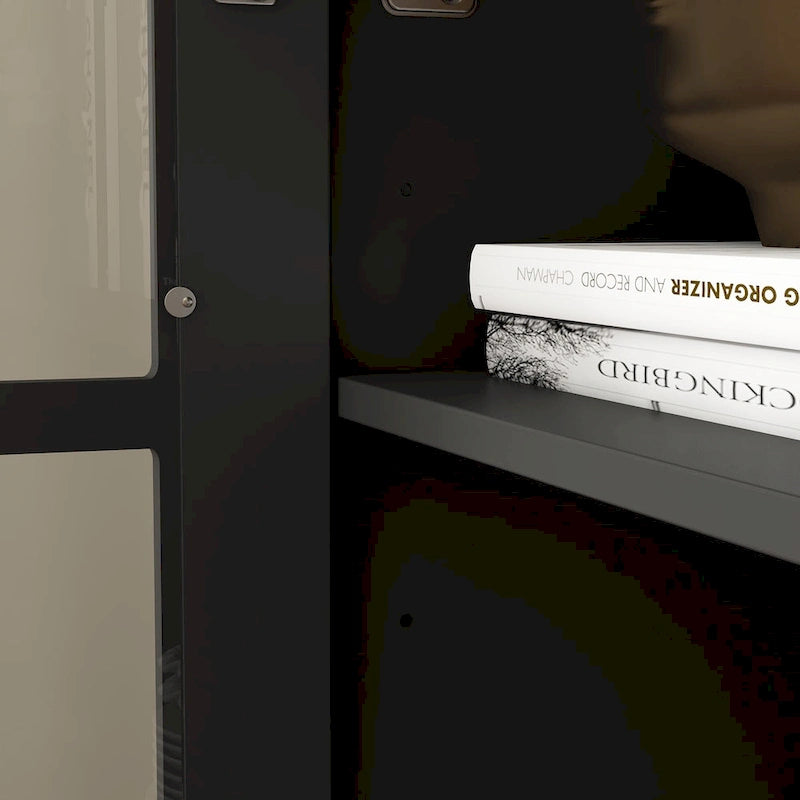 Bibliothèque blanche à 2 portes vitrées avec tiroir, 1 personne