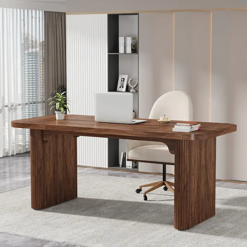Bureau rectangulaire de 160 cm, naturel/marron, 1 personne