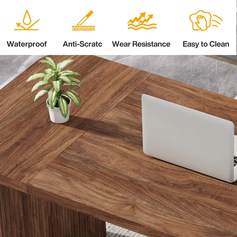 Bureau rectangulaire de 160 cm, naturel/marron, 1 personne