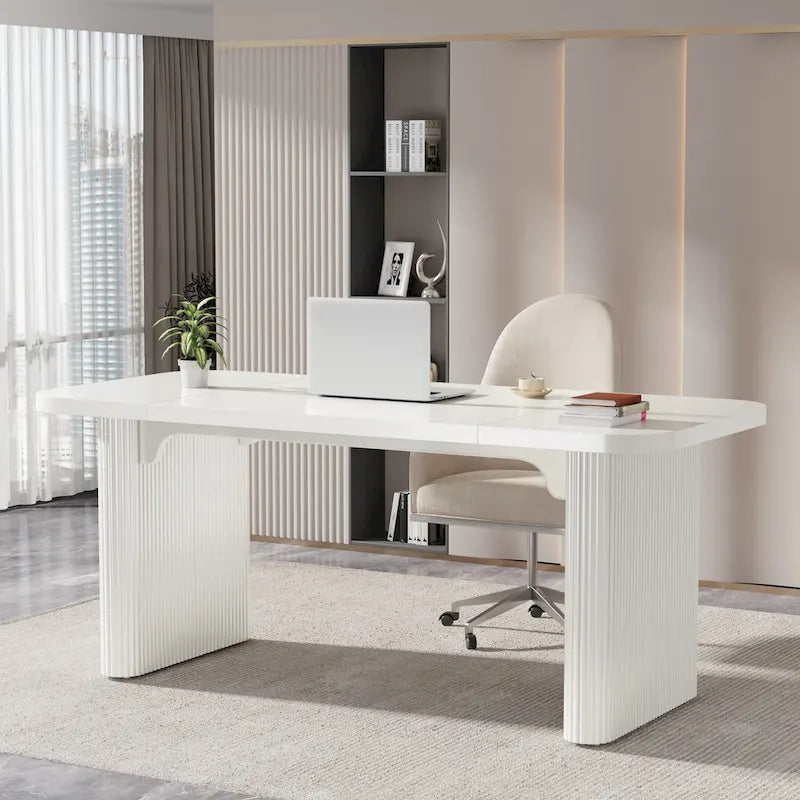 Bureau rectangulaire de 160 cm, naturel/marron, 1 personne