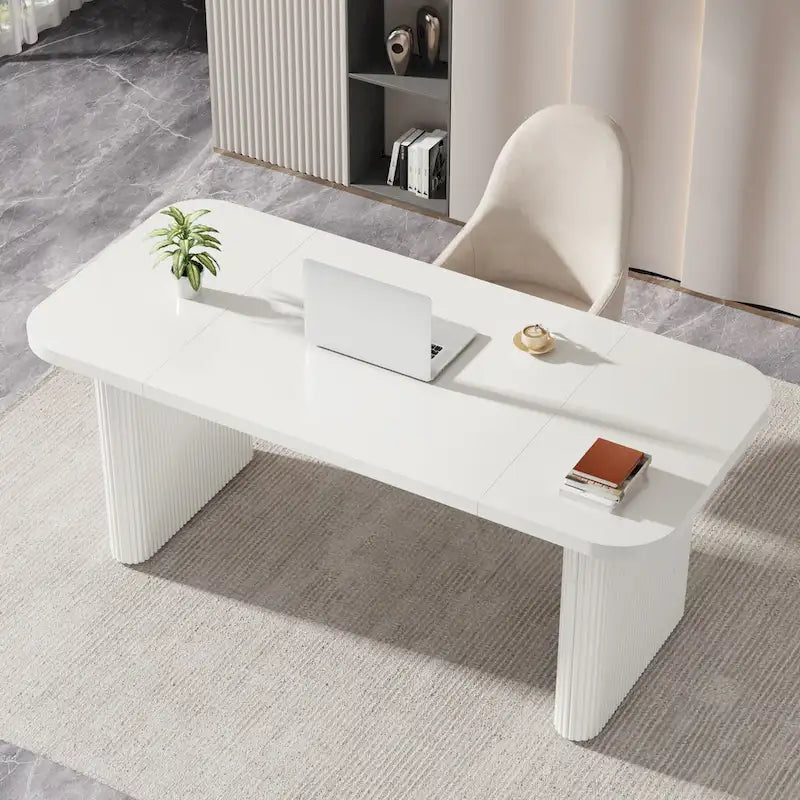 Bureau rectangulaire de 160 cm, naturel/marron, 1 personne
