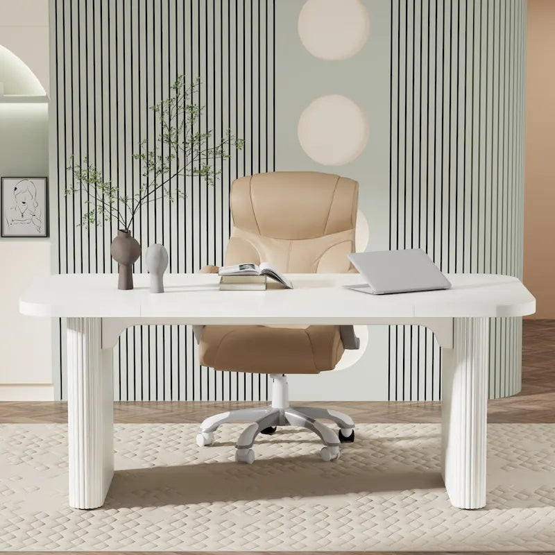 Bureau rectangulaire de 160 cm, naturel/marron, 1 personne