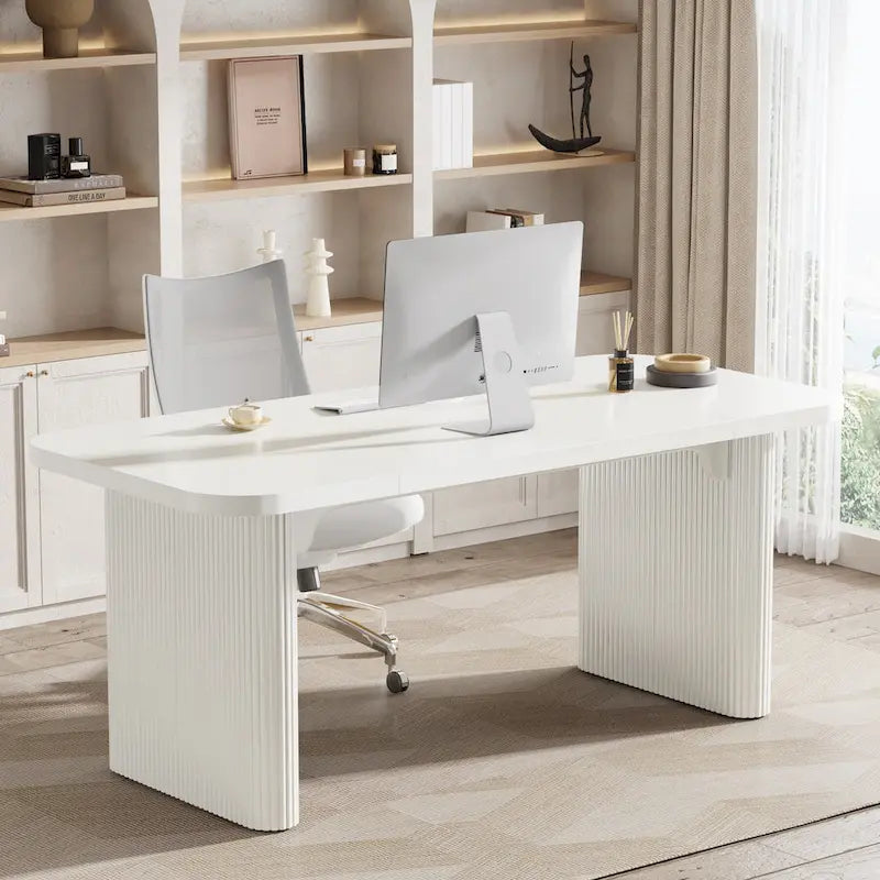 Bureau rectangulaire de 160 cm, naturel/marron, 1 personne