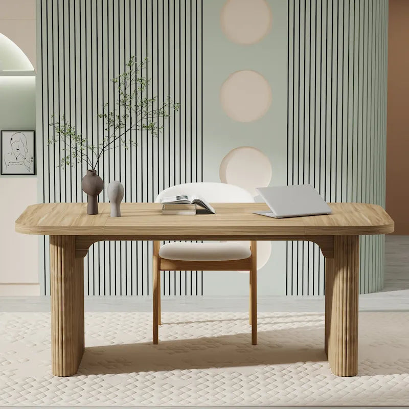 Bureau rectangulaire de 160 cm, naturel/marron, 1 personne