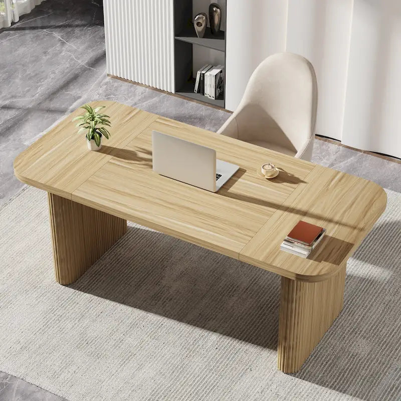 Bureau rectangulaire de 160 cm, naturel/marron, 1 personne