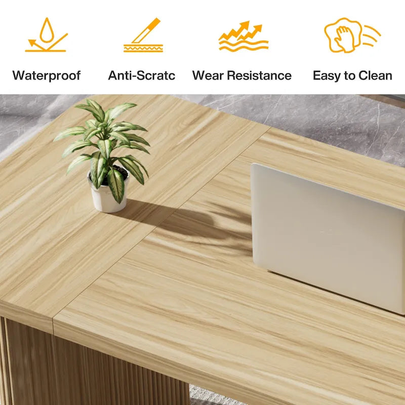 Bureau rectangulaire de 160 cm, naturel/marron, 1 personne